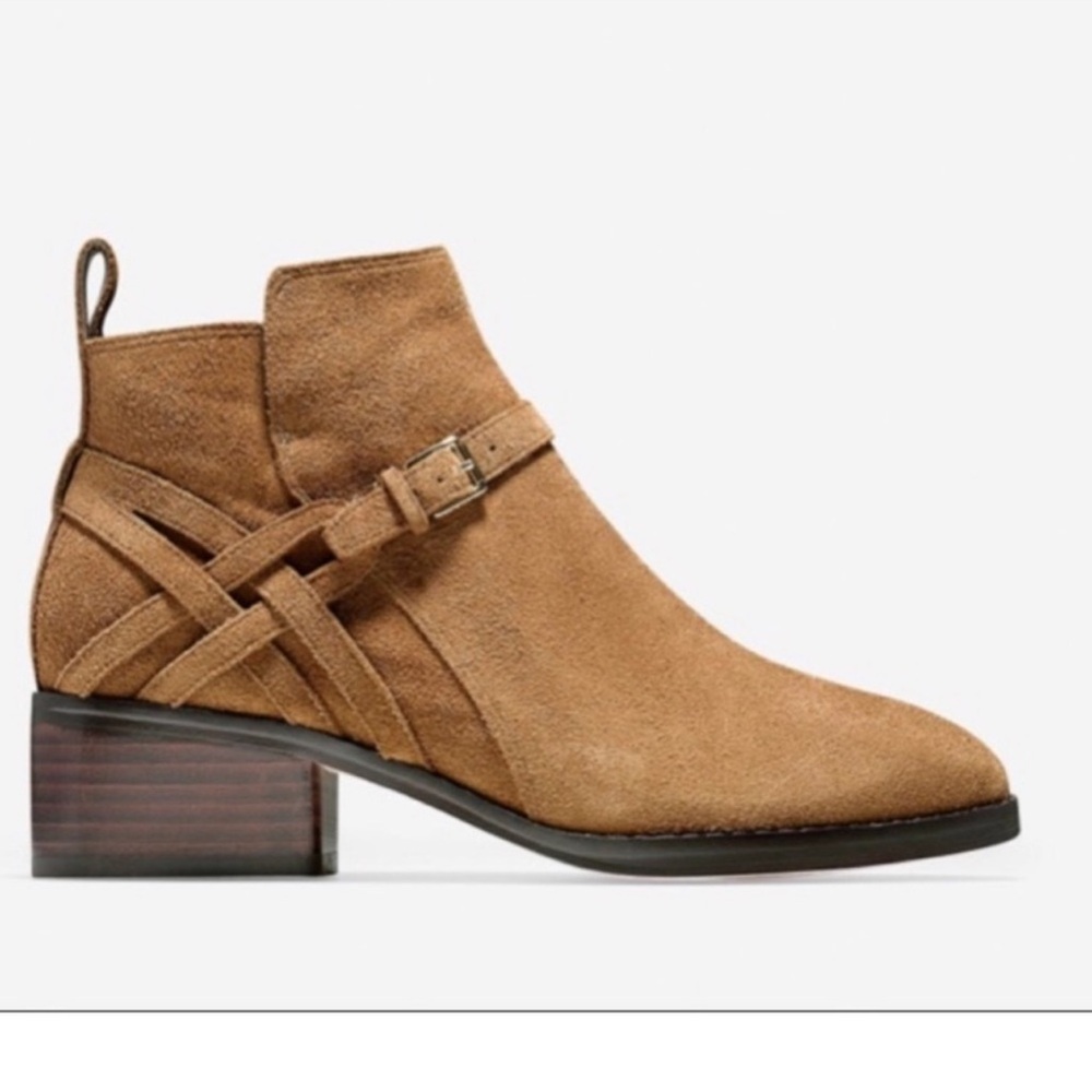 Cole Haan Boots Suede Brown Tan Ankle Booties size 9